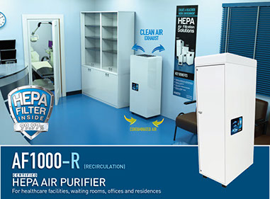 BP1000-R (Recirculating Air) Certified HEPA Air Purifier, clinics, healthcare facilities, waiting rooms, offices, residences