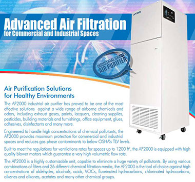 BP2000 series Industrial Commercial Grade Air Purifier Air Scrubber designed to handle high concentrations of chemical pollutants