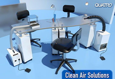 Quatro Air Technologies Clean Air Solutions for the Spa, Nail Salon, Podiatry Clinic, Podiatrists - reduce, remove fine dust particulates odors