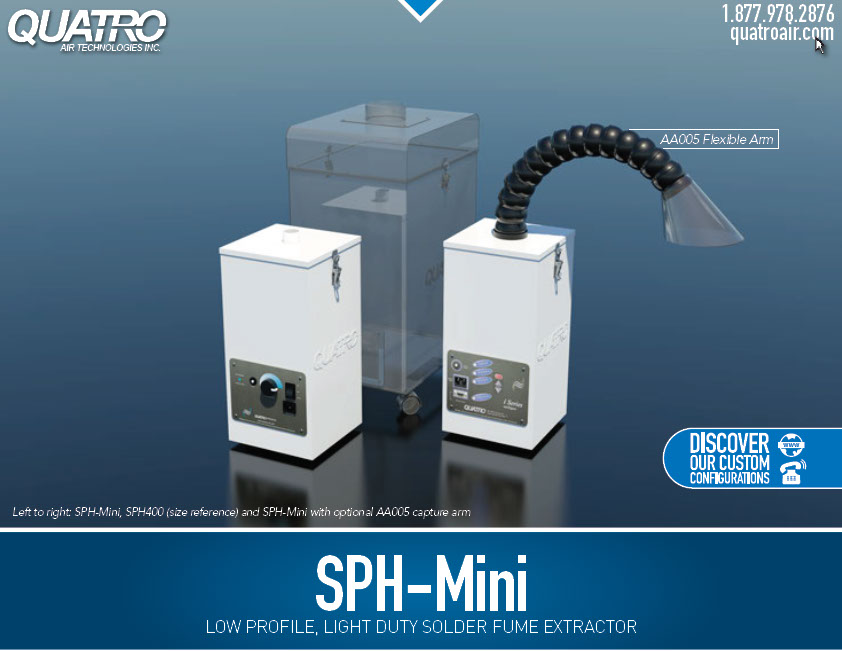 SPH-Mini for solder fume extraction, smoke, chemical odor, fumes removal
