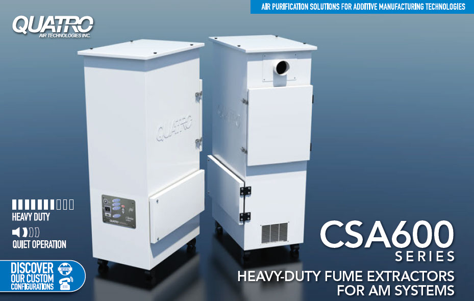 CSA600 fume extractor for laser cutting, marking, engraving, 3D printing, AMT manufacturing