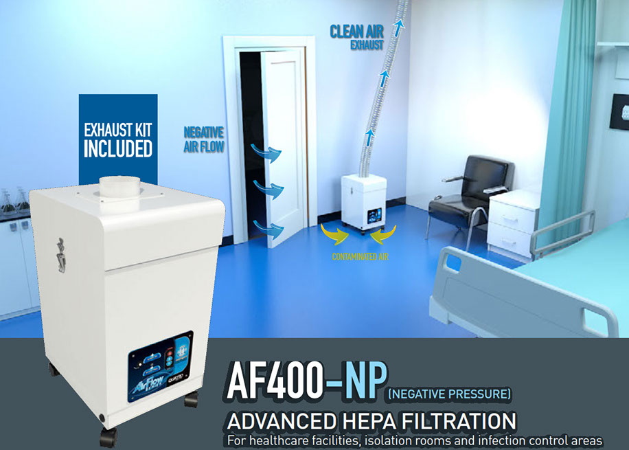 AF400-NP Negative air ready with Medical Grade HEPA filter