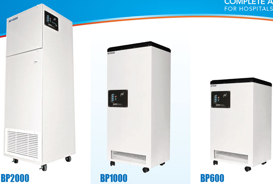 BP2000, BP1000 stand alone, recirculating air purifiers with Medical grade HEPA and Chemical Odor Filter