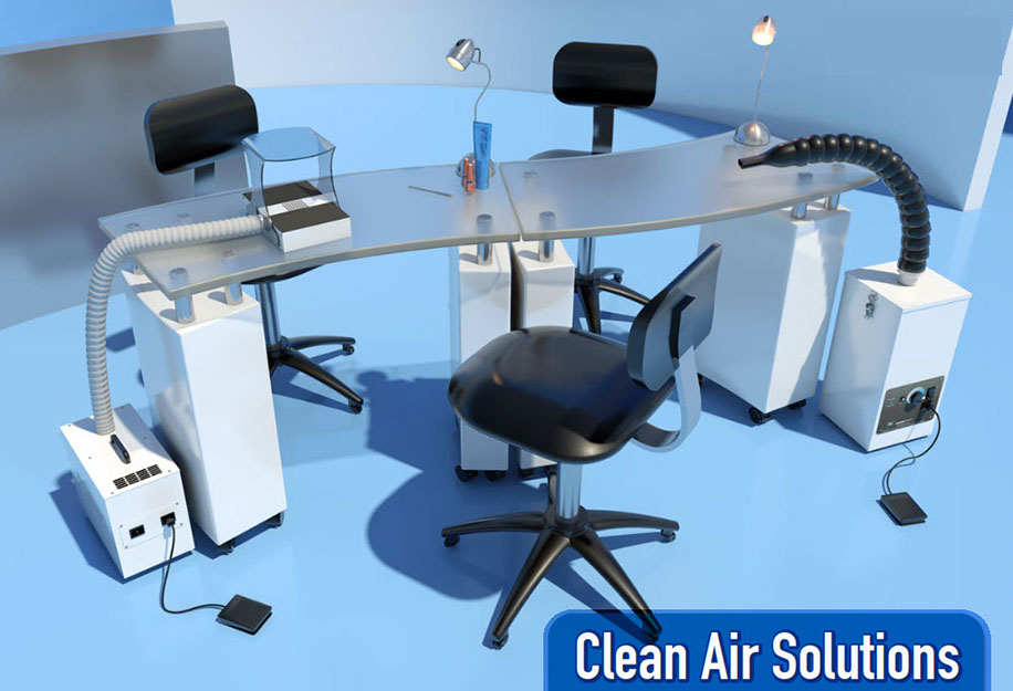 air filtration system, dust and odor collector, extractor, for podiatry, podiatrists, and nail salon technicians